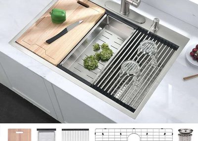 33″ Apron-front Workstation Farmhouse Sink in White Porcelain